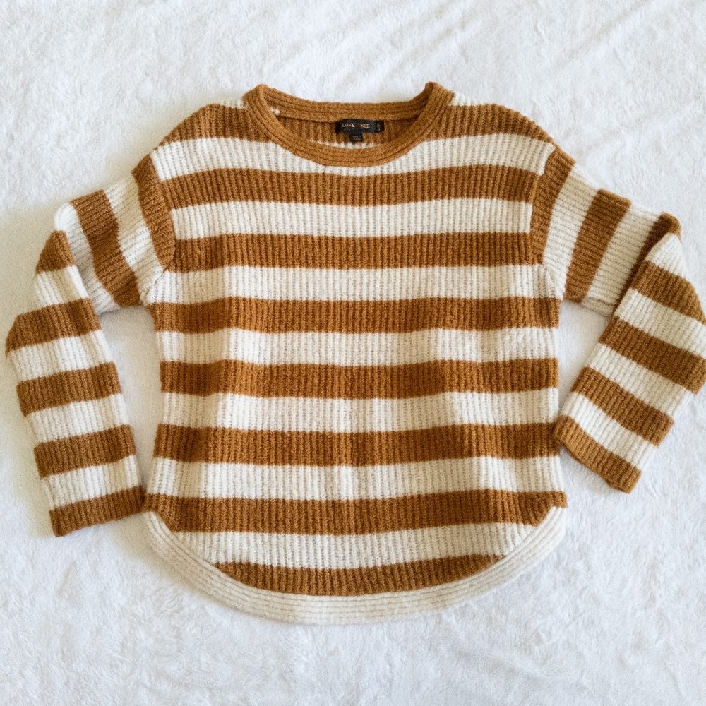 Love tree Mustard and Cream Stripe Sweater